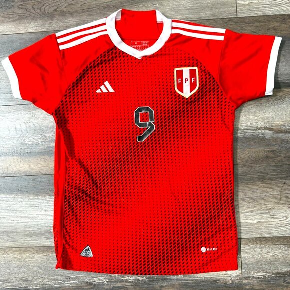 adidas Other - Adidas x PERU Soccer Jersey Red Mens Medium M Slim Fit #9 Lapadula 2023 Official